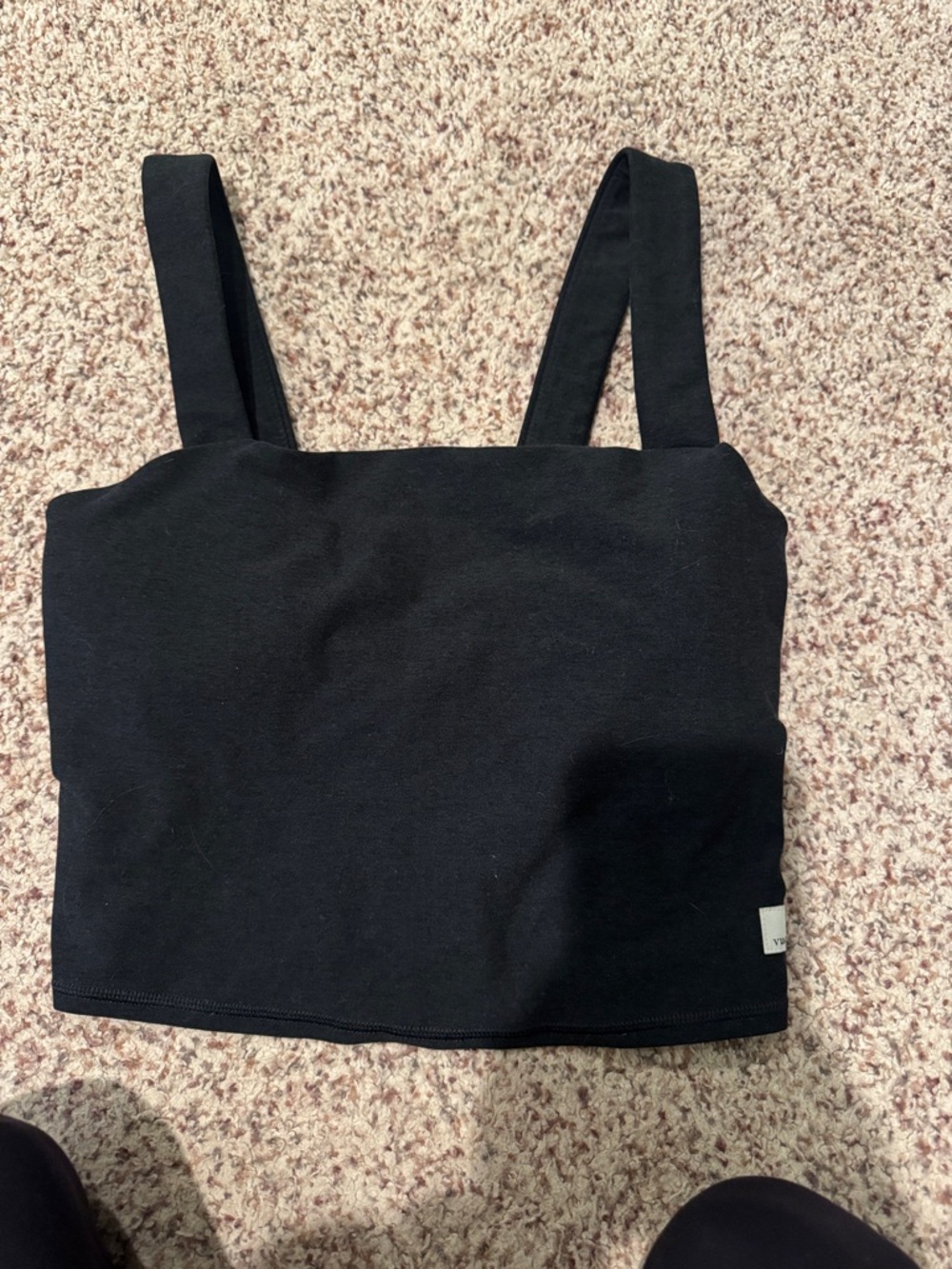 Vuori Black Cropped Tank with Square Neck
